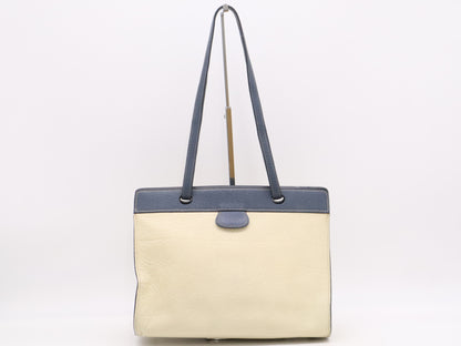 HERMES Leather Museau Shoulder Bag in White and Navy, □E Stamp, 2001