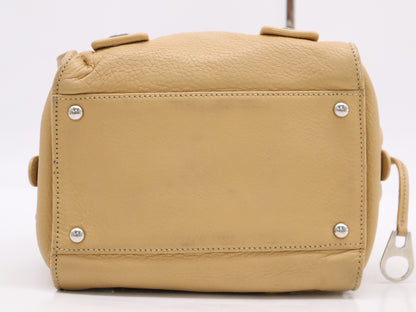 CHANEL Leather Coco Mark Bolt Handbag, Beige, Silver Hardware, Sticker, Card Included, 10101512 Handbag