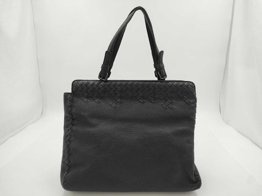 BOTTEGA VENETA Leather Intrecciato Shoulder Bag, Black