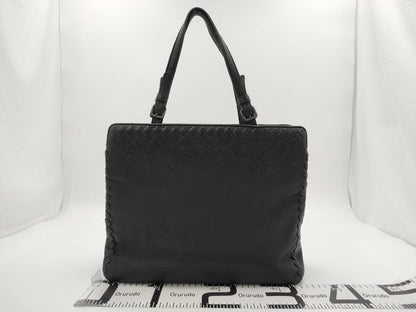 BOTTEGA VENETA Leather Intrecciato Shoulder Bag, Black