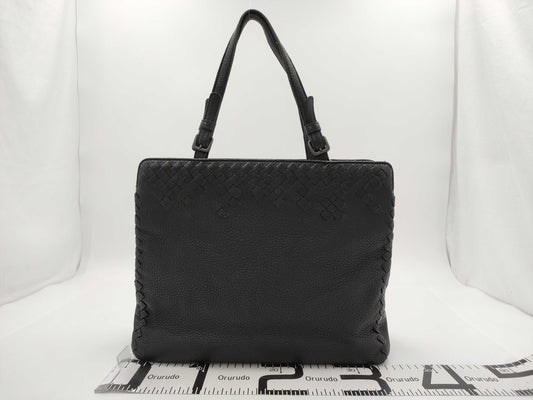 BOTTEGA VENETA Leather Intrecciato Shoulder Bag, Black