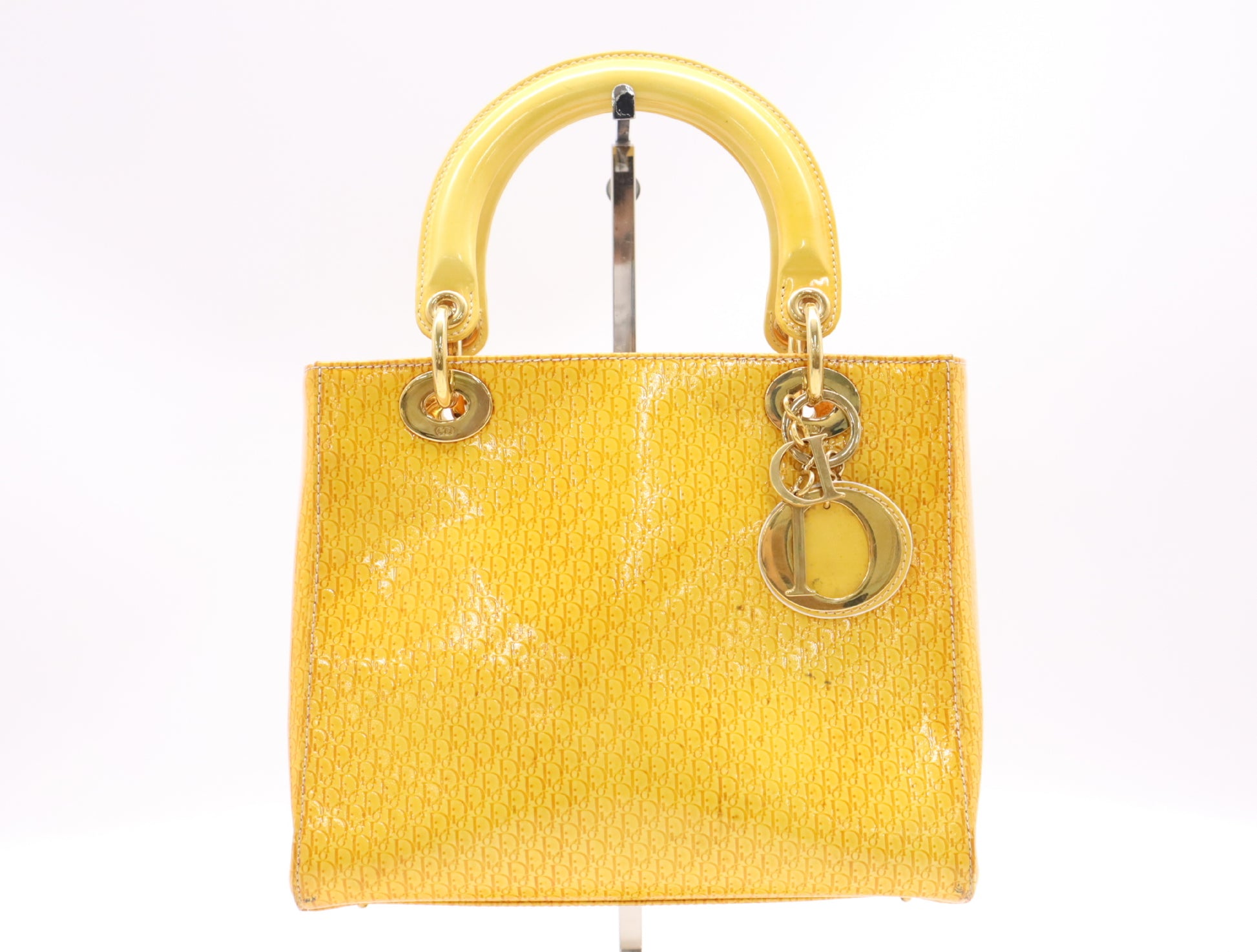 Dior Leather Lady Dior Medium 2-Way Handbag/Shoulder Bag, Orange, GD Hardware