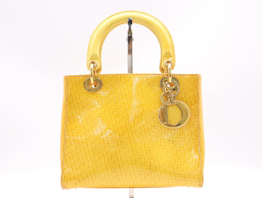 Dior Leather Lady Dior Medium 2-Way Handbag/Shoulder Bag, Orange, GD Hardware