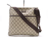 GUCCI Leather GG Supreme Shoulder Bag Brown Shoulder Bag