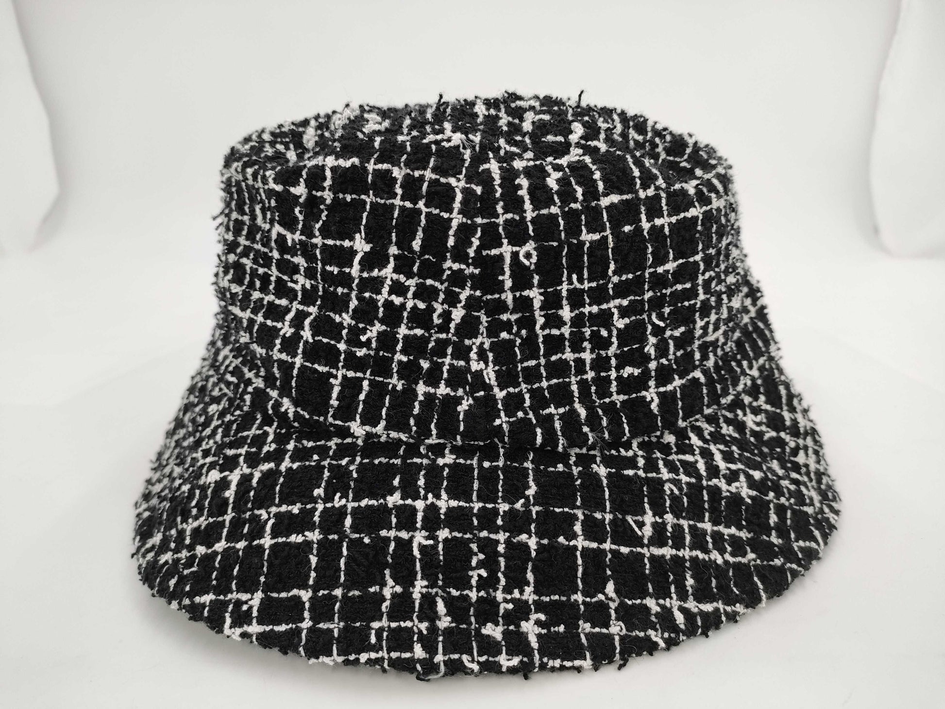 CHANEL Tweed Bucket Hat with Coco Mark, Black, Size: M Other Accessories