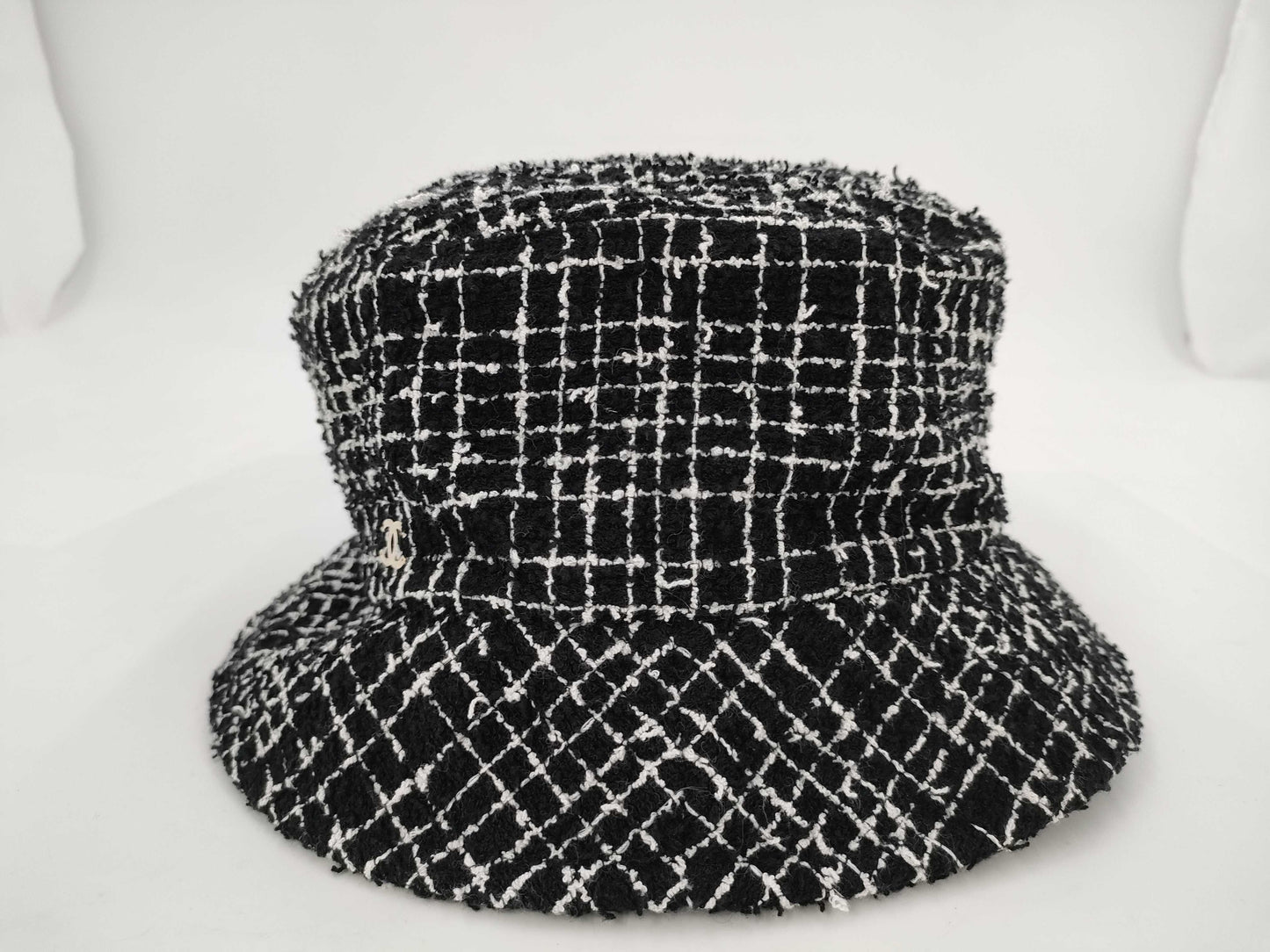 CHANEL Tweed Bucket Hat with Coco Mark, Black, Size: M Other Accessories