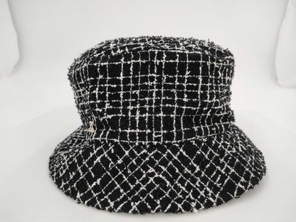 CHANEL Tweed Bucket Hat with Coco Mark, Black, Size: M Other Accessories