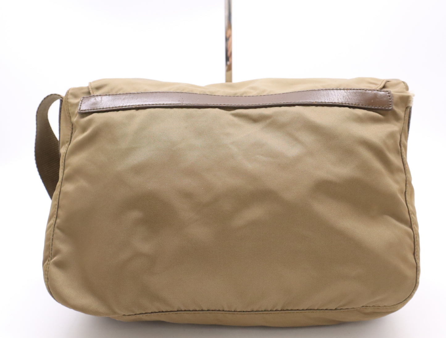 PRADA Nylon and Leather Shoulder Bag, Messenger Bag, Khaki, with Card Holder