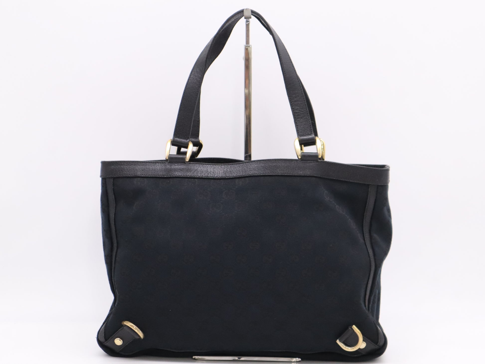 GUCCI Canvas Abbey GG Canvas Tote Bag Black GD Hardware Tote Bag