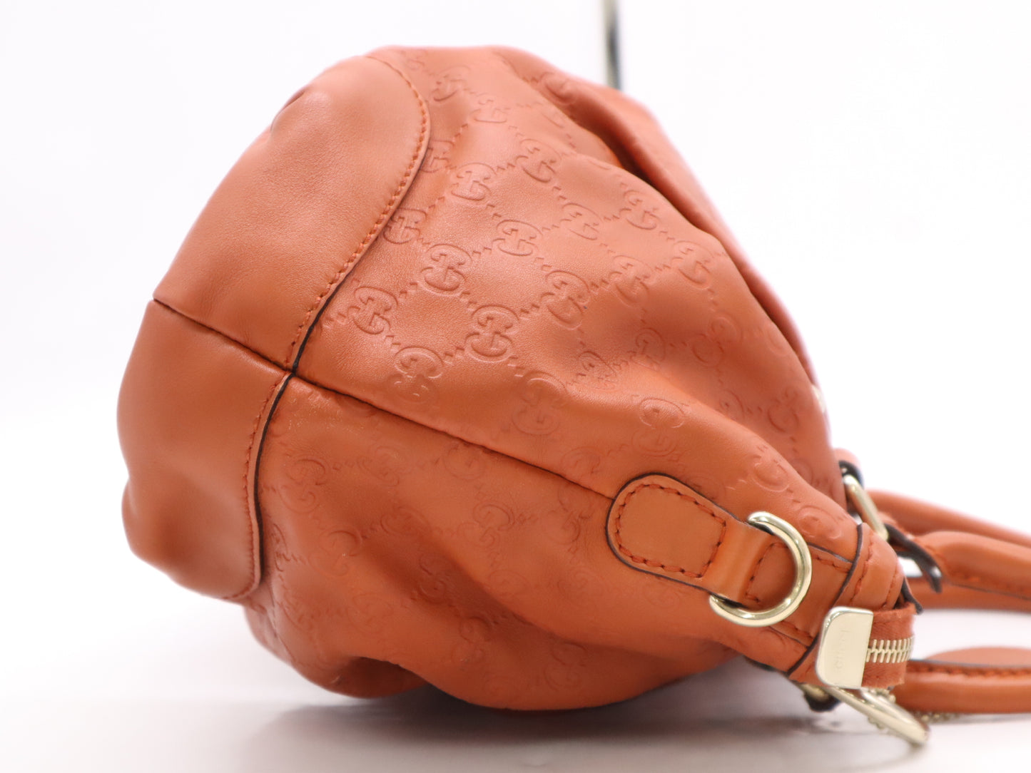 GUCCI Leather Sukey 2-way Handbag/Shoulder Bag, Orange, with Shoulder Strap