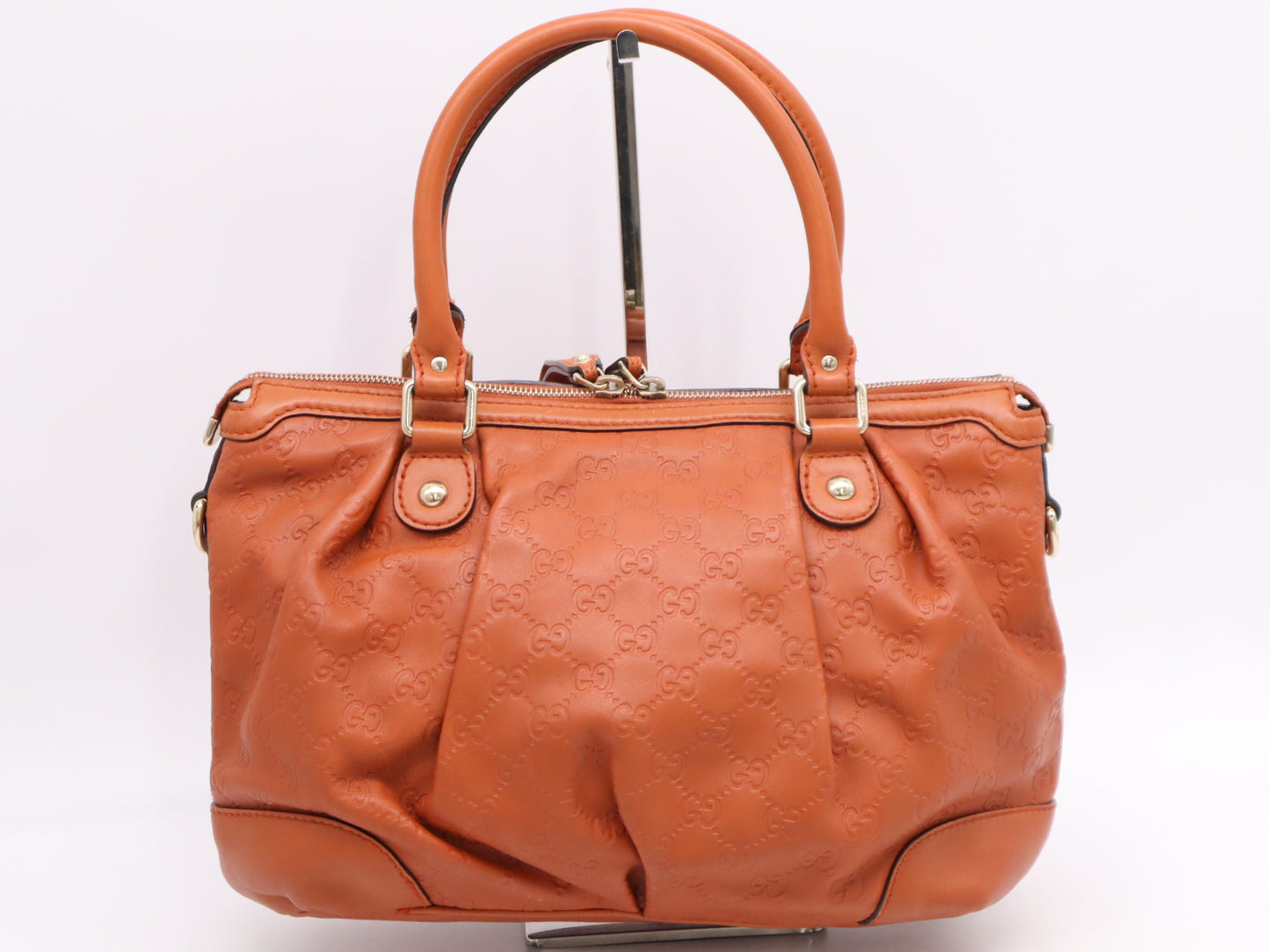 GUCCI Leather Sukey 2-way Handbag/Shoulder Bag, Orange, with Shoulder Strap