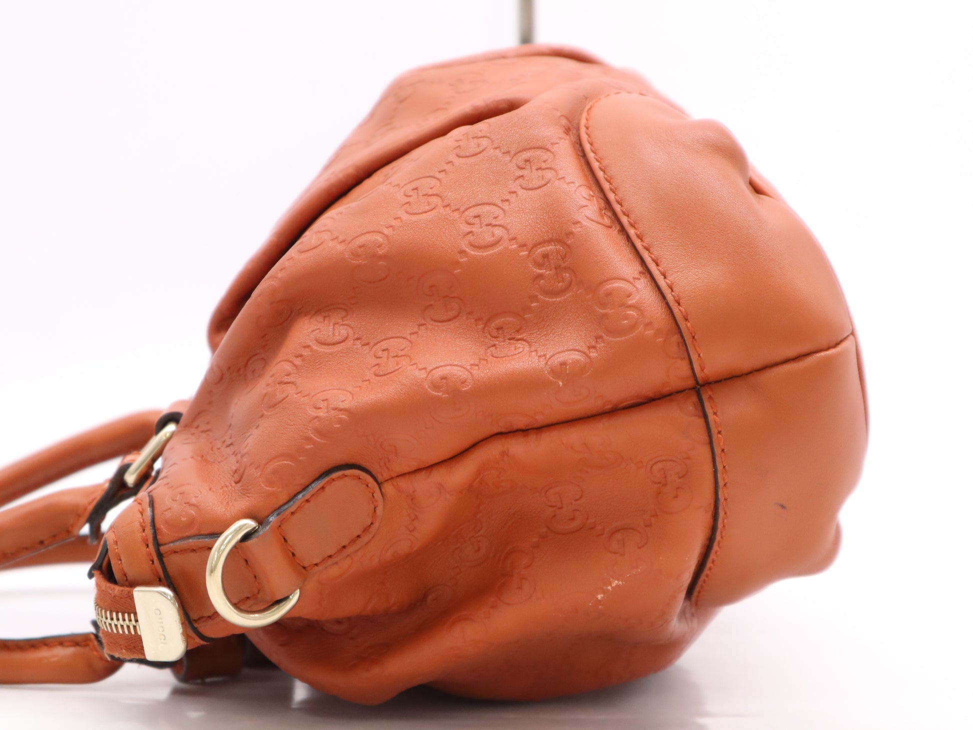 GUCCI Leather Sukey 2-way Handbag/Shoulder Bag, Orange, with Shoulder Strap