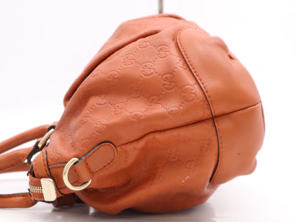 GUCCI Leather Sukey 2-way Handbag/Shoulder Bag, Orange, with Shoulder Strap