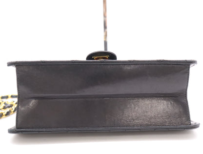 CHANEL Lambskin Matelasse 22 S Flap S Chain Push Lock Gold Hardware Black Shoulder Bag