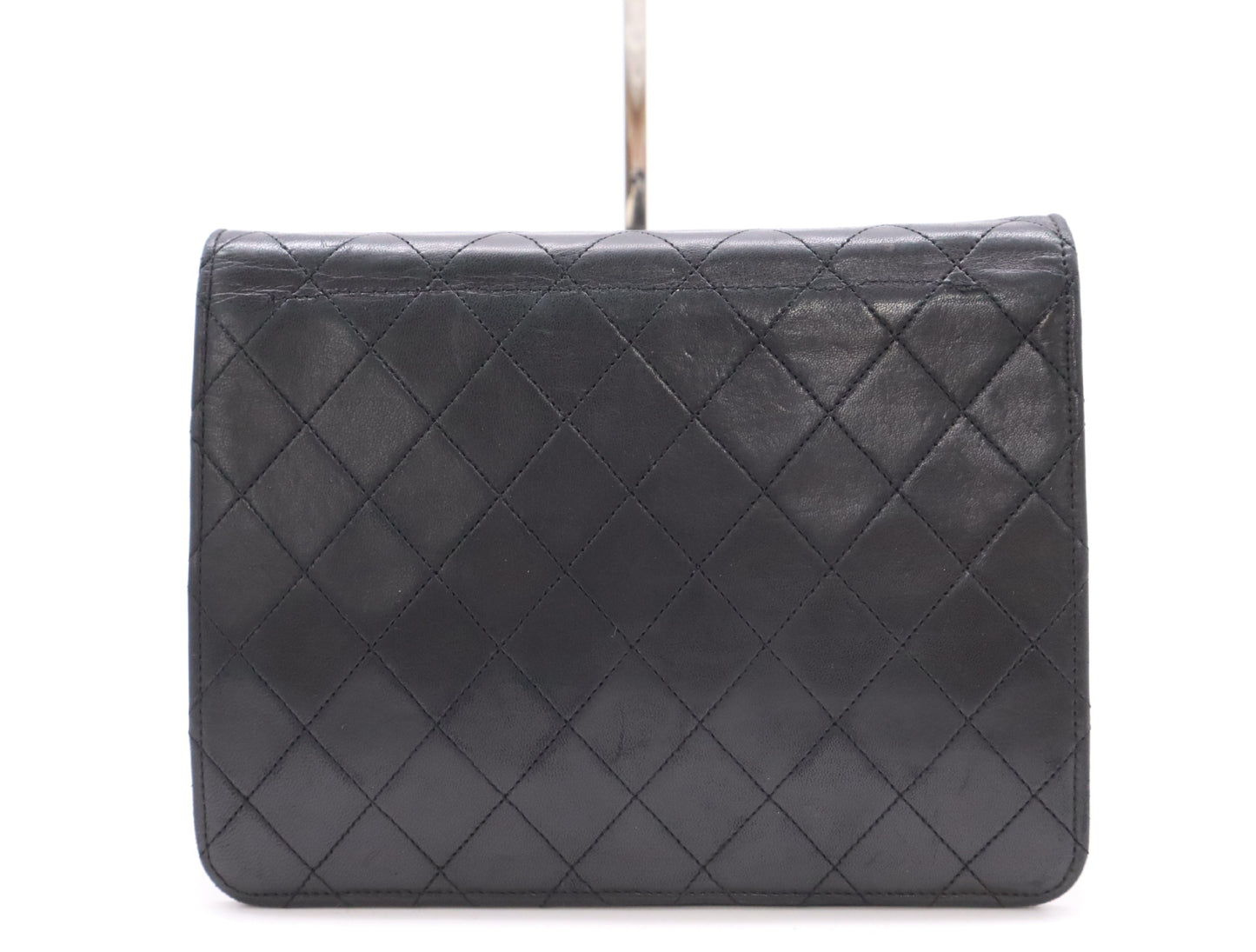 CHANEL Lambskin Matelasse 22 S Flap S Chain Push Lock Gold Hardware Black Shoulder Bag