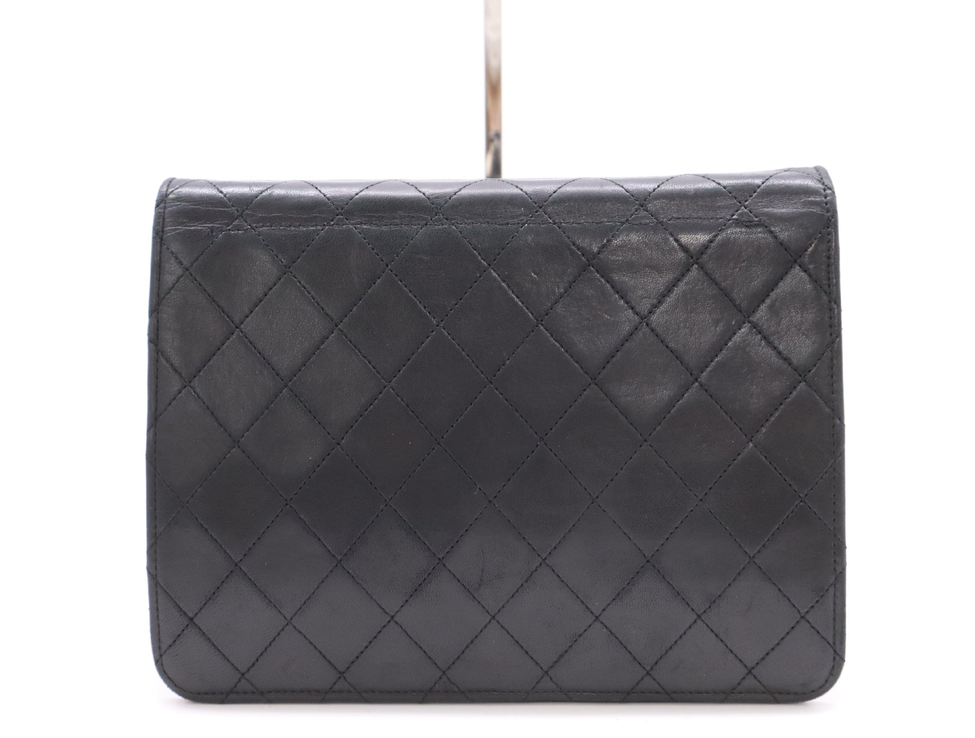 CHANEL Lambskin Matelasse 22 S Flap S Chain Push Lock Gold Hardware Black Shoulder Bag