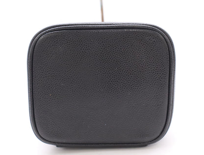 CHANEL Caviar Skin Vanity Pouch with Coco Mark, GD Hardware, Black Seal, 7059005 Handbag