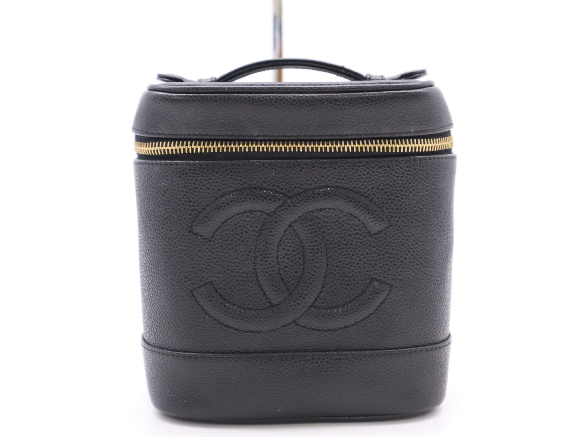 CHANEL Caviar Skin Vanity Pouch with Coco Mark, GD Hardware, Black Seal, 7059005 Handbag