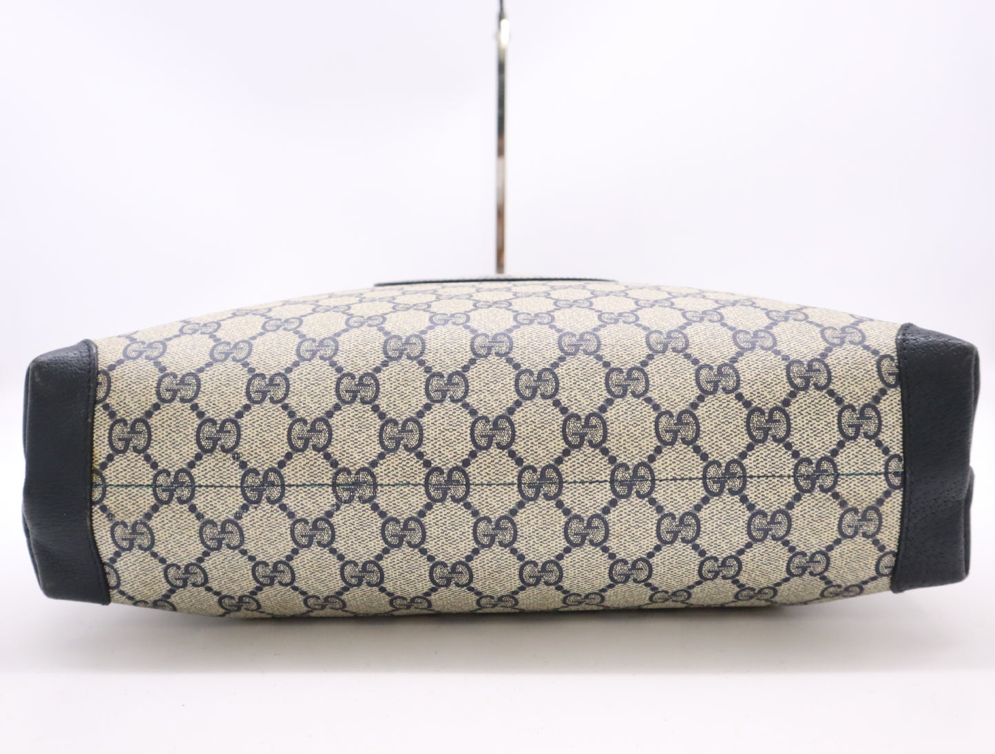 GUCCI 002, 39, 0054 GG Supreme x Leather Tote Bag Khaki Navy Tote Bag