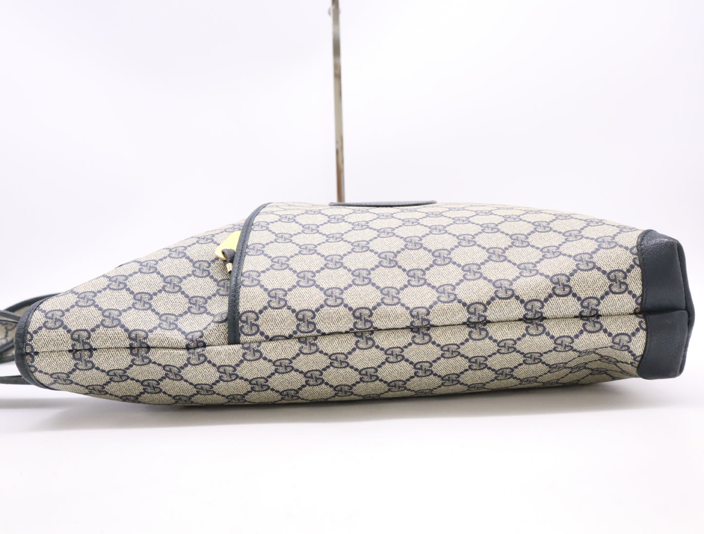 GUCCI 002, 39, 0054 GG Supreme x Leather Tote Bag Khaki Navy Tote Bag