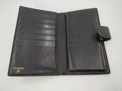 CHANEL Caviar Skin Coco Mark Black Wallet with Box and Card 7697016