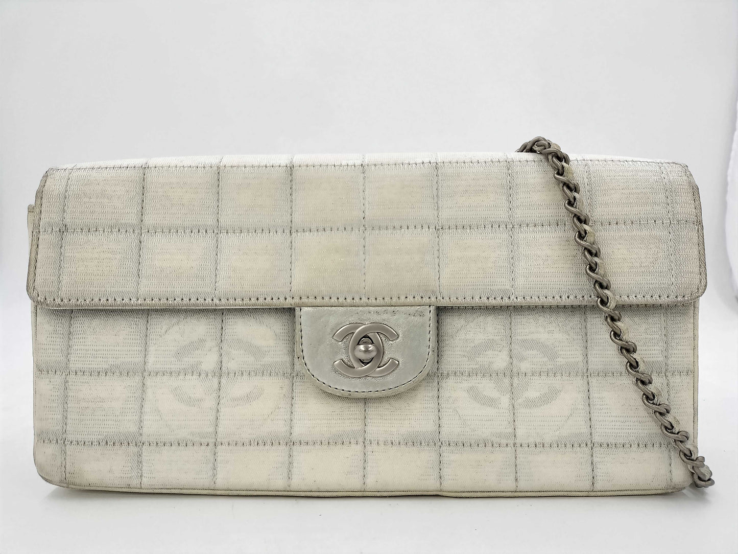 CHANEL New Travel Line Chain Shoulder Bag Canvas with Seal