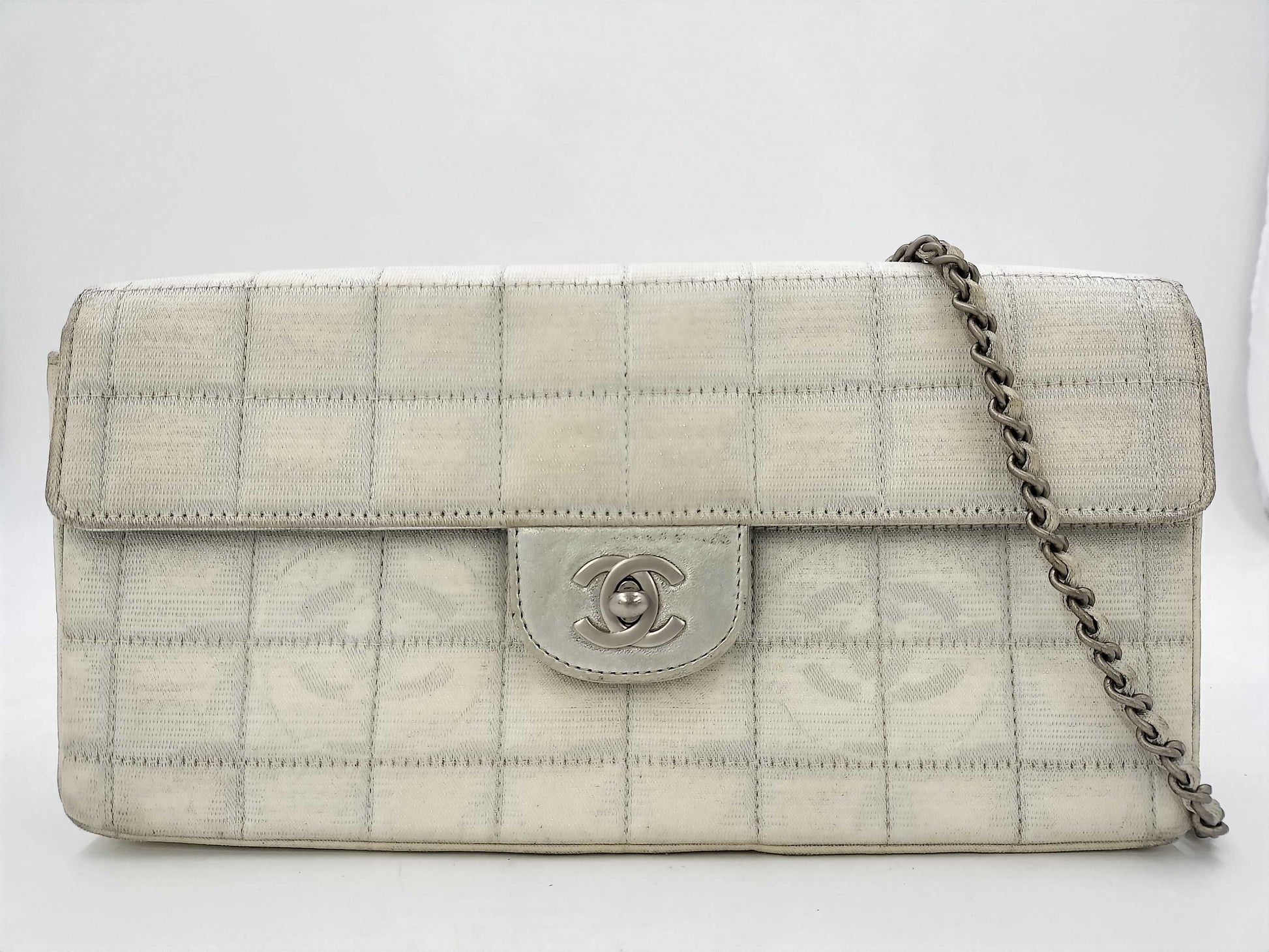 CHANEL New Travel Line Chain Shoulder Bag Canvas with Seal