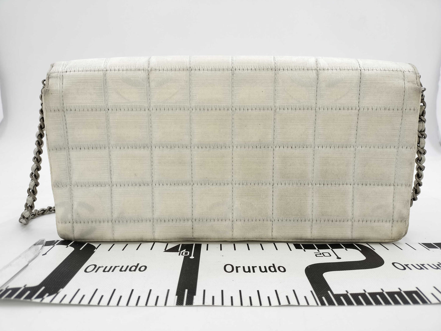 CHANEL New Travel Line Chain Shoulder Bag Canvas with Seal