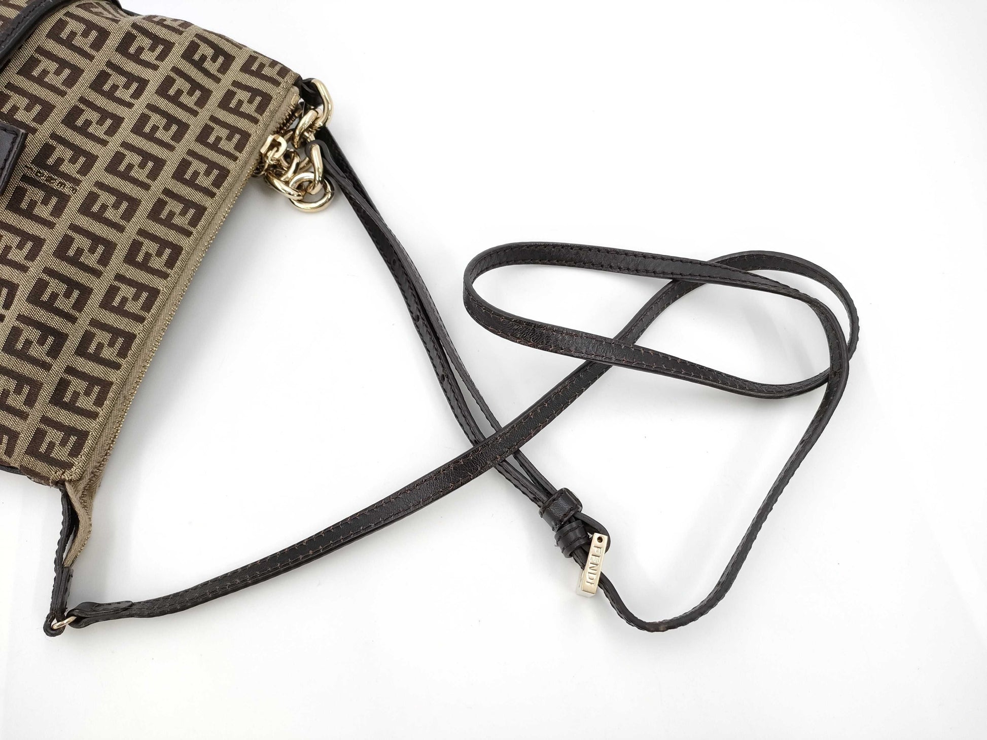 FENDI Brown Zucchino Shoulder Bag