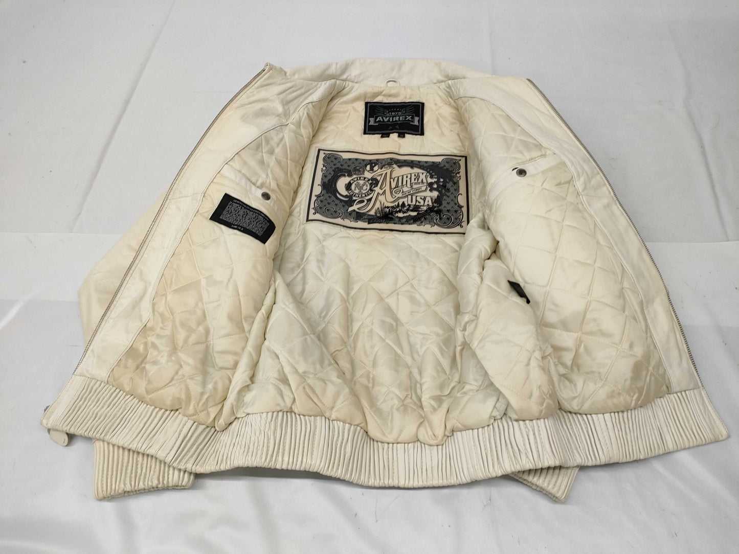 AVIREX NYC Embossed Logo Leather Jacket, US Size XL