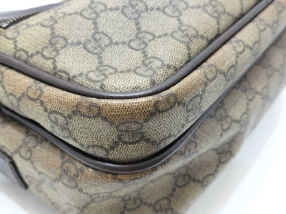 GUCCI GG Supreme Shoulder Bag 114531 Leather x PVC Ivory x Brown Shoulder Bag