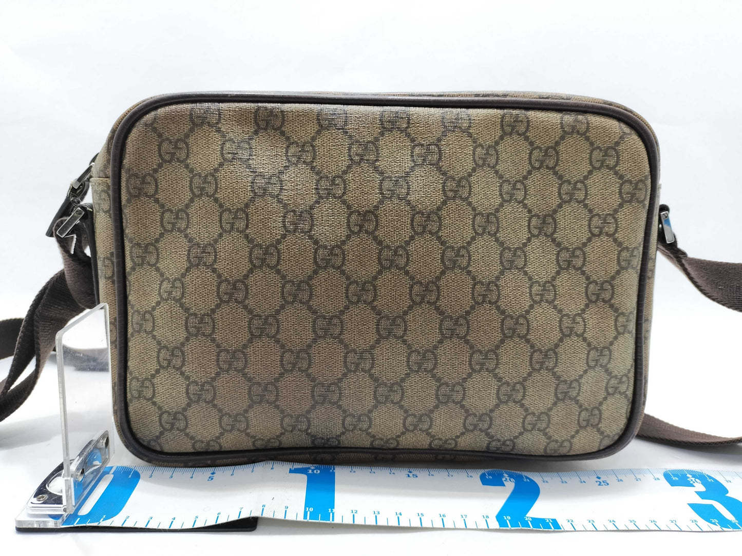 GUCCI GG Supreme Shoulder Bag 114531 Leather x PVC Ivory x Brown Shoulder Bag