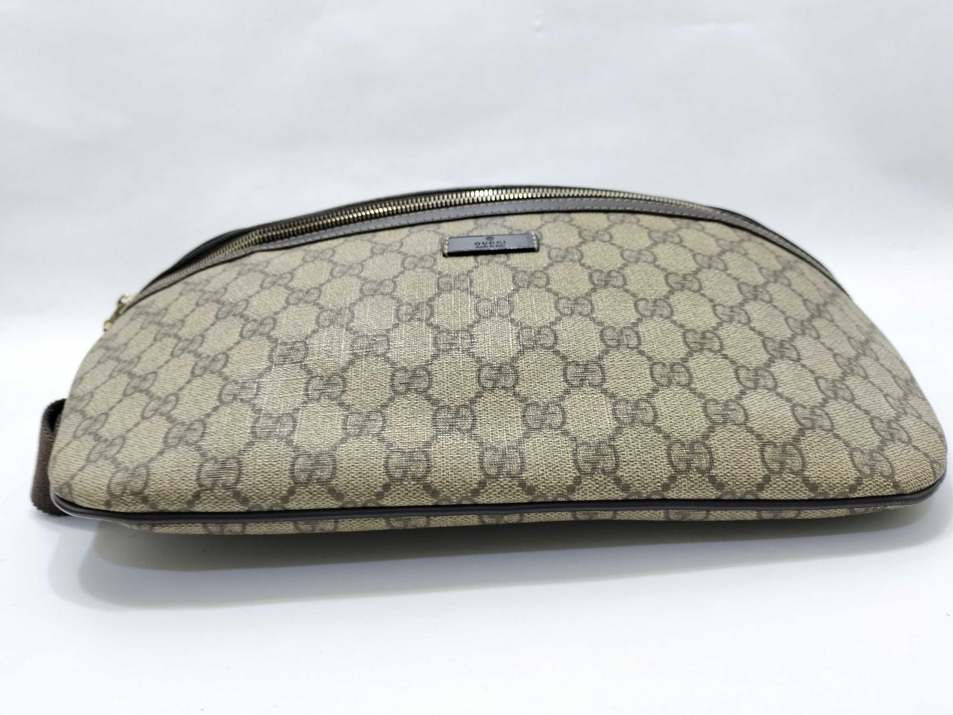 GUCCI GG Supreme Body Bag 211110 Ivory x Brown Waist Bag
