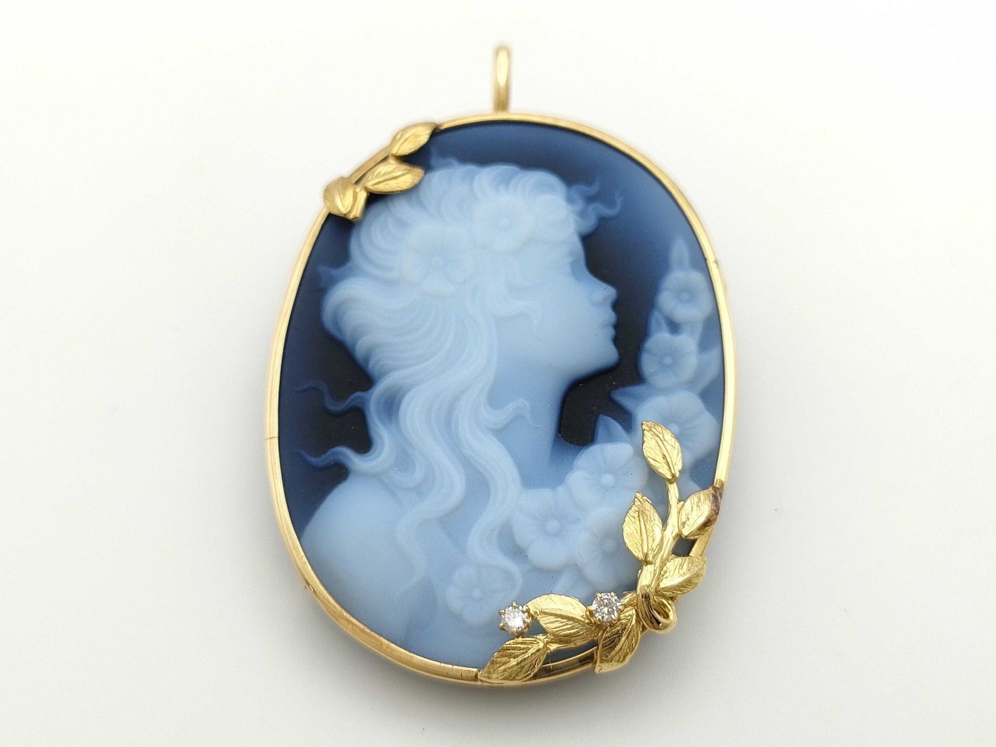 Cameo D0.04ct K18 12.3g Brooch 