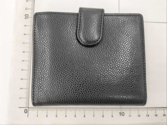 CHANEL Caviar Leather Double-Hook Wallet with Black Lid and Seal