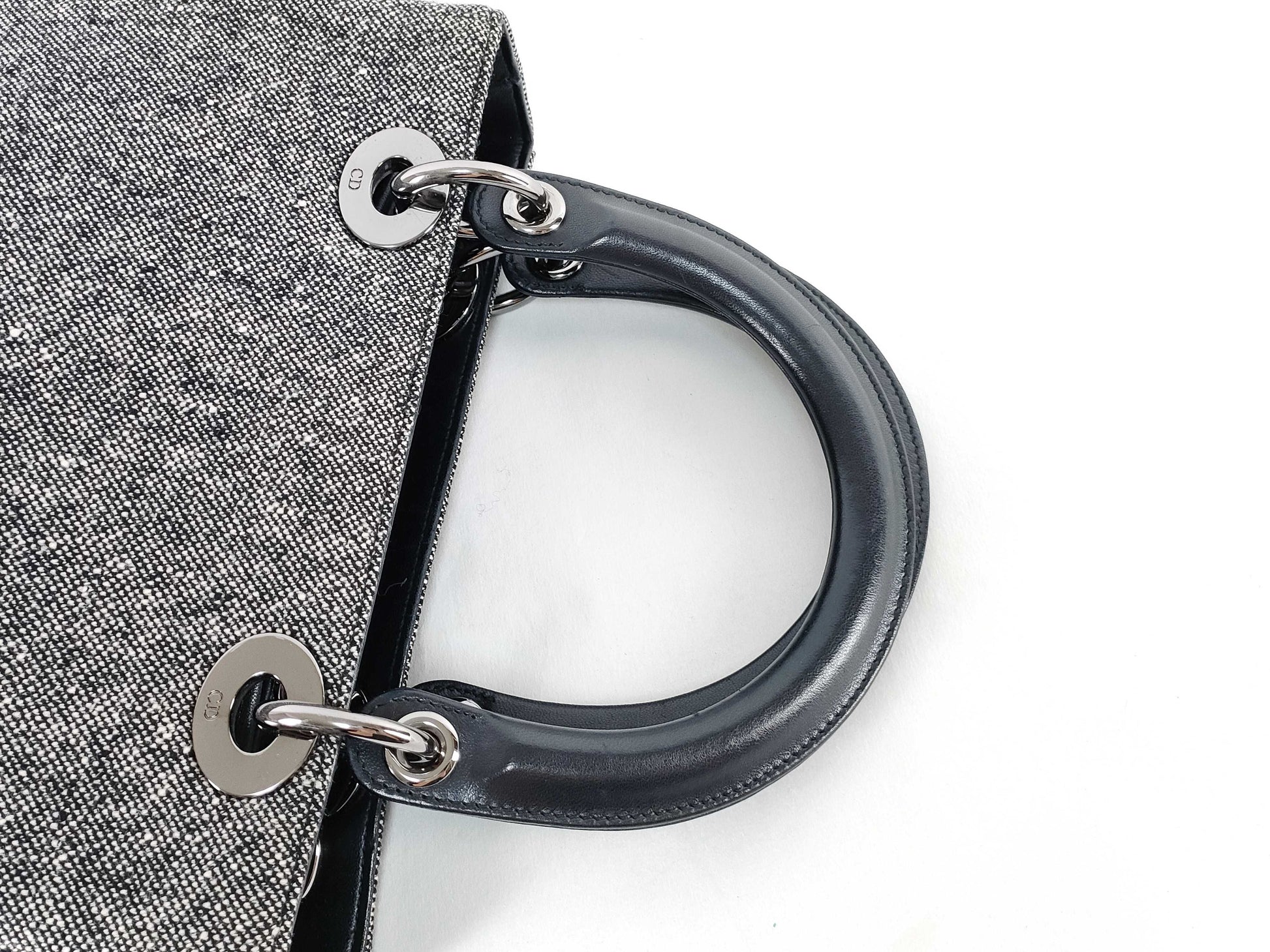 Dior Lady Dior Cannage Canvas Handbag Wool Handbag