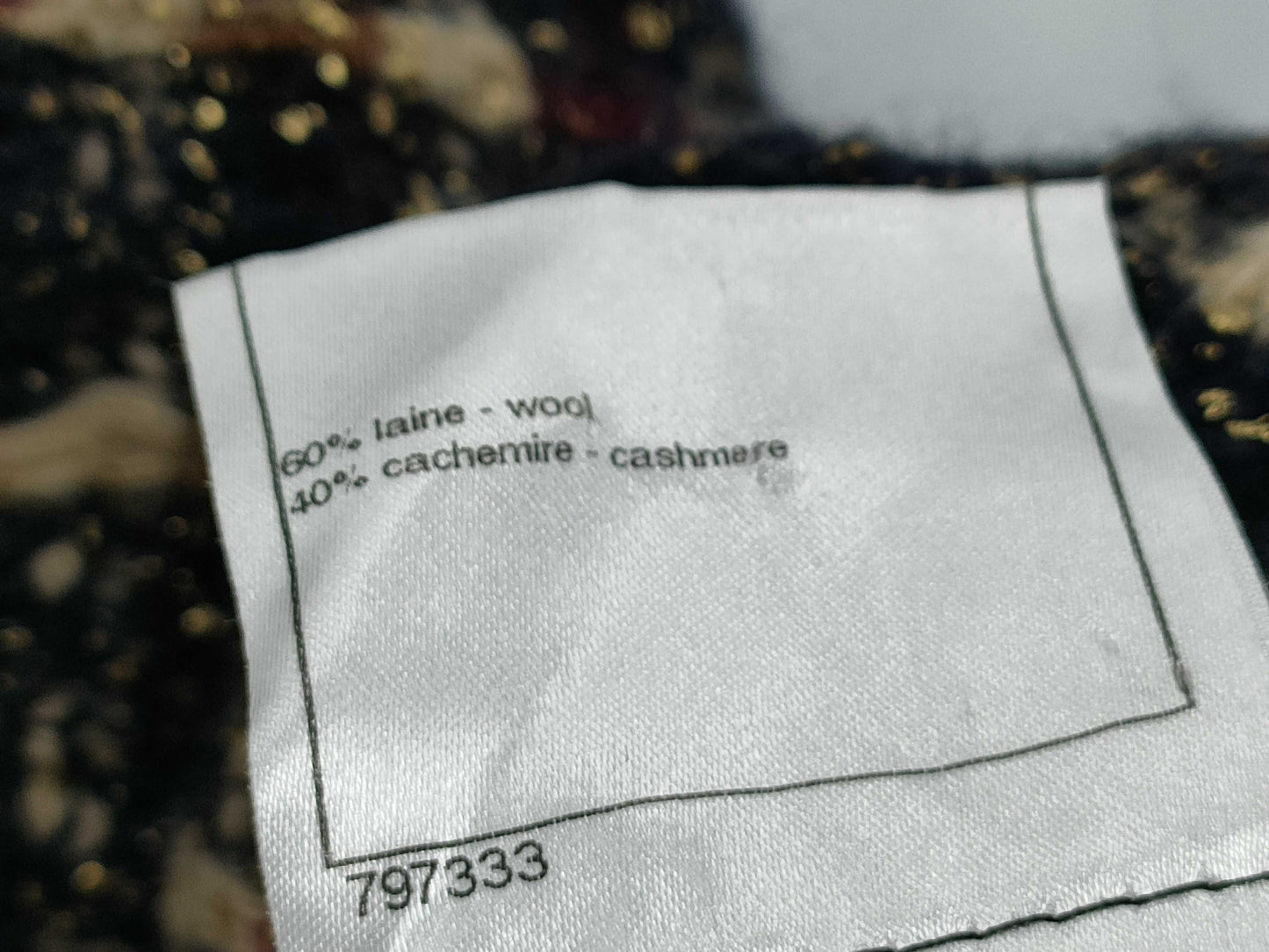 CHANEL Tweed Coat with Coco Mark and Color Stones, Size 40, with Tag