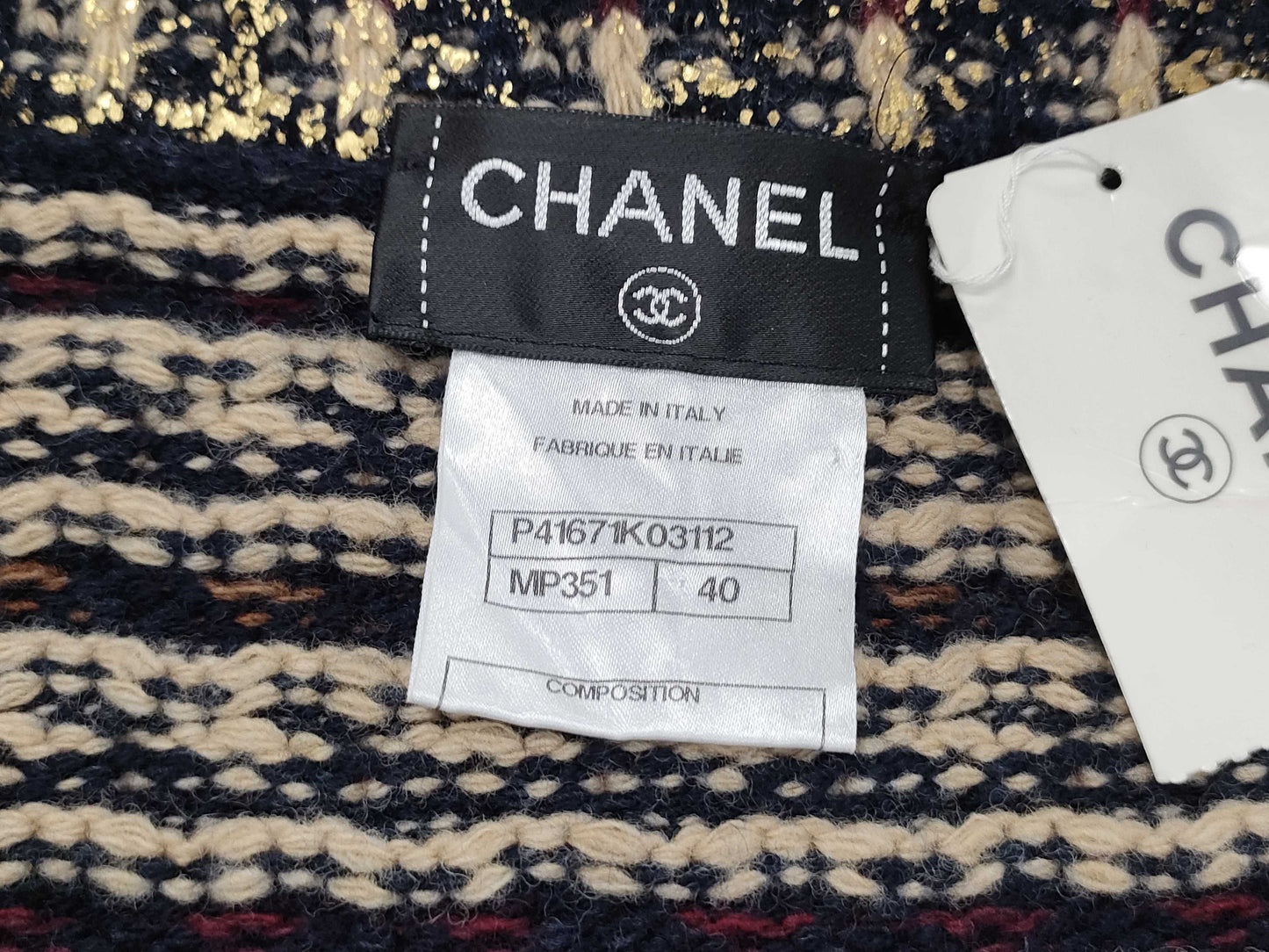CHANEL Tweed Coat with Coco Mark and Color Stones, Size 40, with Tag