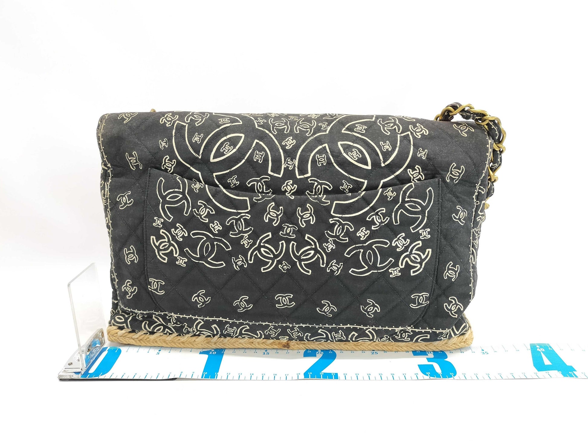 CHANEL Chanel Bandana Print Matelasse Coco Mark Turnlock Black Gold Cotton Shoulder Bag 2nd Series