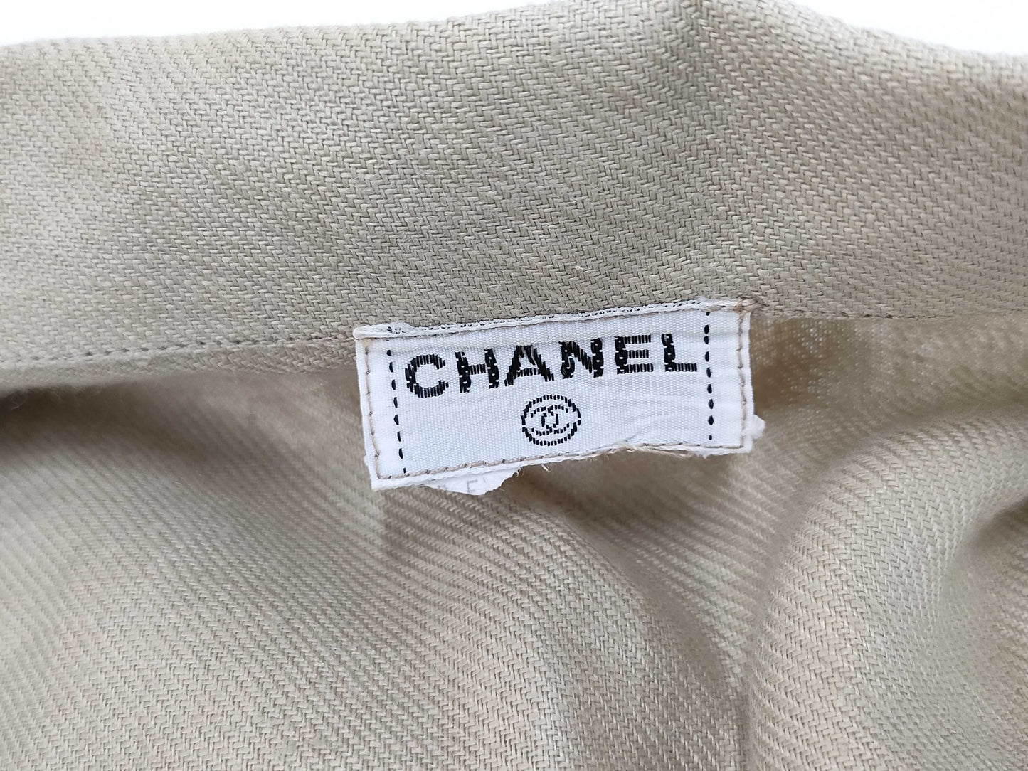 CHANEL Cotton Coco Mark Button Jacket Beige