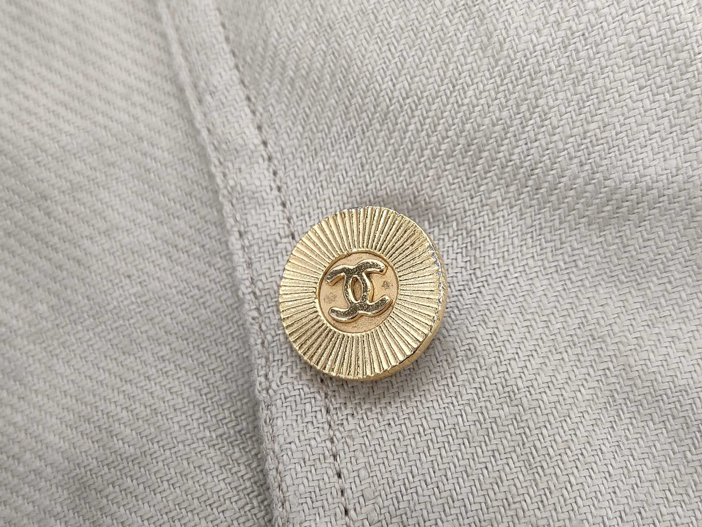 CHANEL Cotton Coco Mark Button Jacket Beige