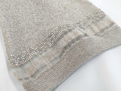 CHANEL Cotton Beaded Dress Gray #36 Dress