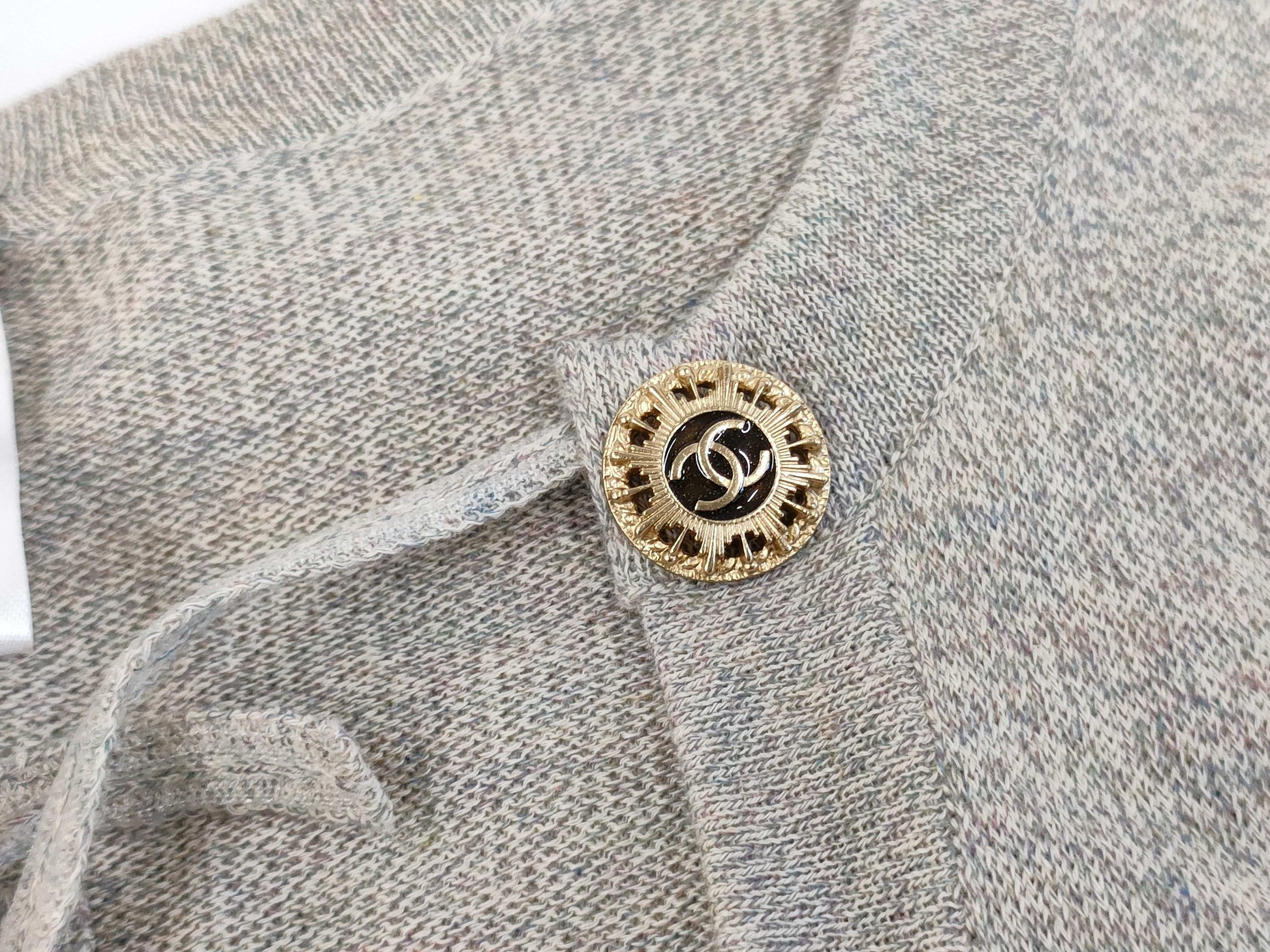 CHANEL Cotton Beaded Dress Gray #36 Dress