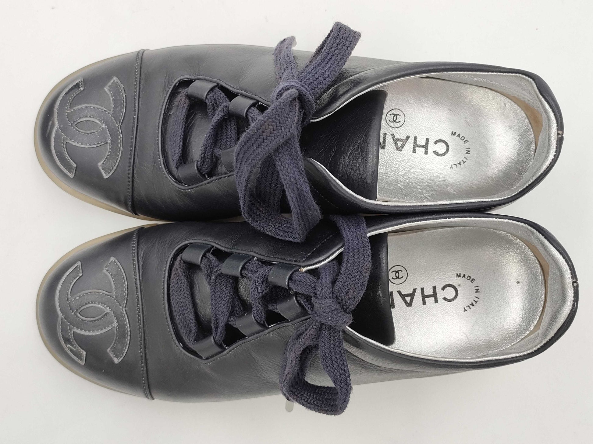 CHANEL Sneakers Leather Black 351/2 Sneakers