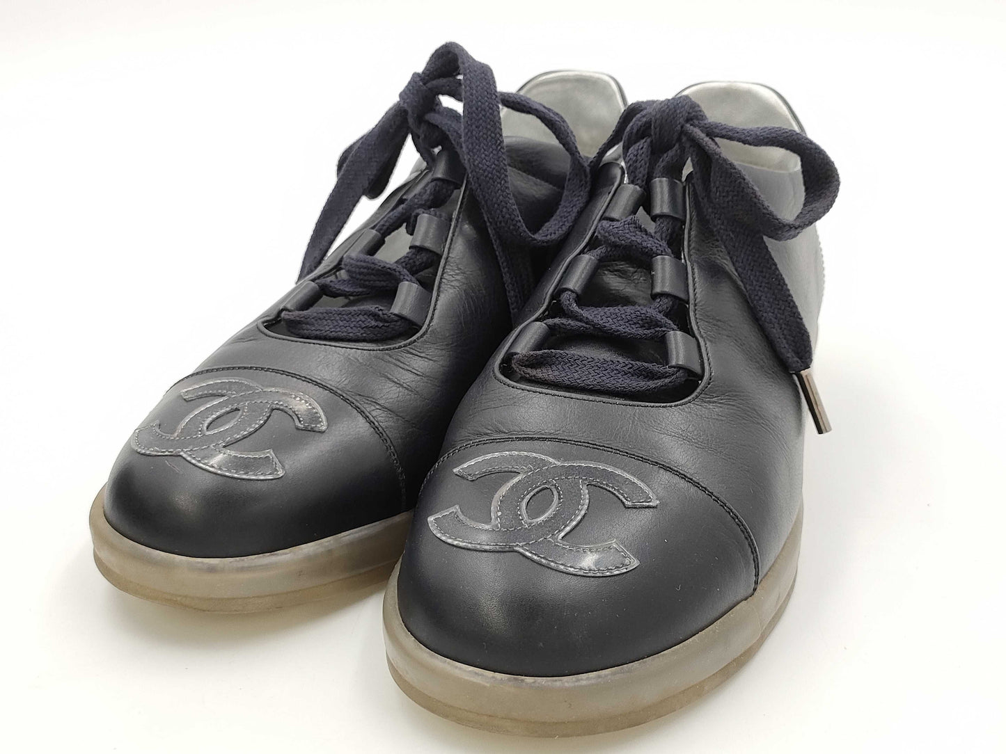 CHANEL Sneakers Leather Black 351/2 Sneakers