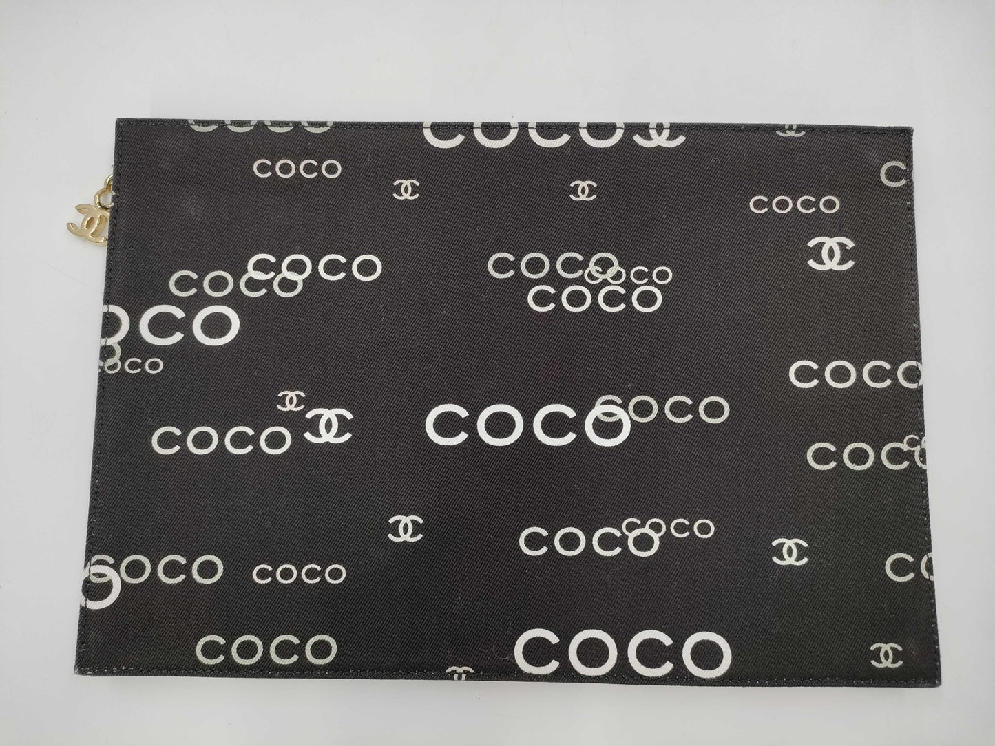 CHANEL Logo Canvas Clutch Black Clutch Bag