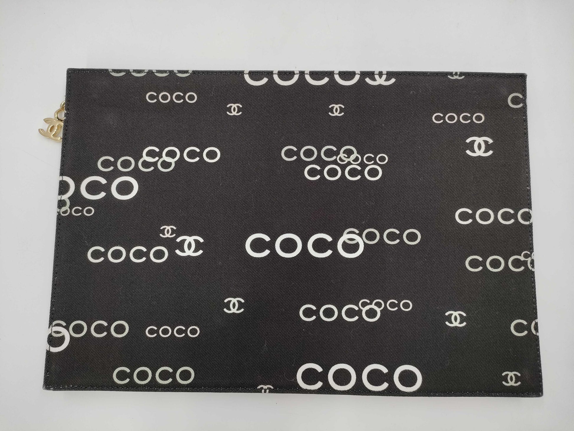 CHANEL Logo Canvas Clutch Black Clutch Bag