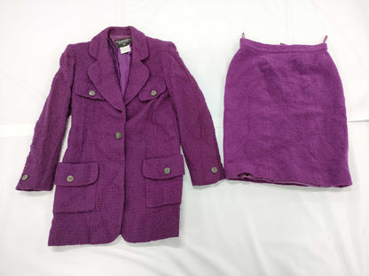 CHANEL CHANEL P09252V05790 97P #34 Purple Tweed 4-Pocket 2-Piece Set Other Apparel