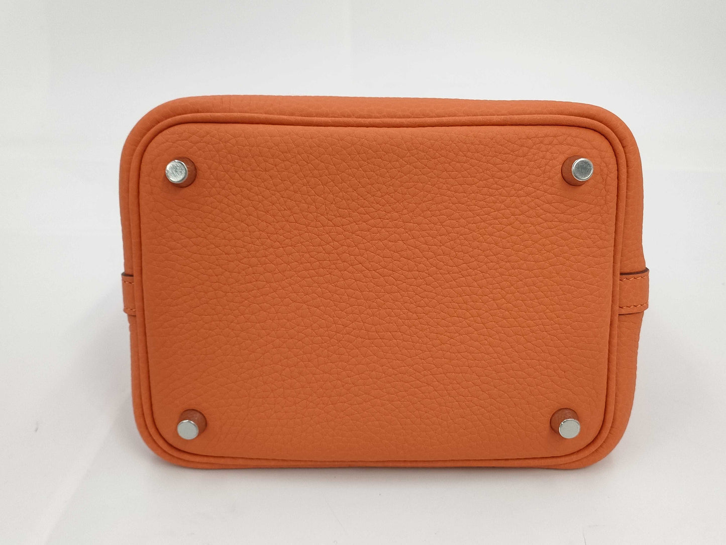 HERMES Picotin Lock PM Handbag, Orange Minian, Taurillon Clemence Leather, W Stamped, Handbag