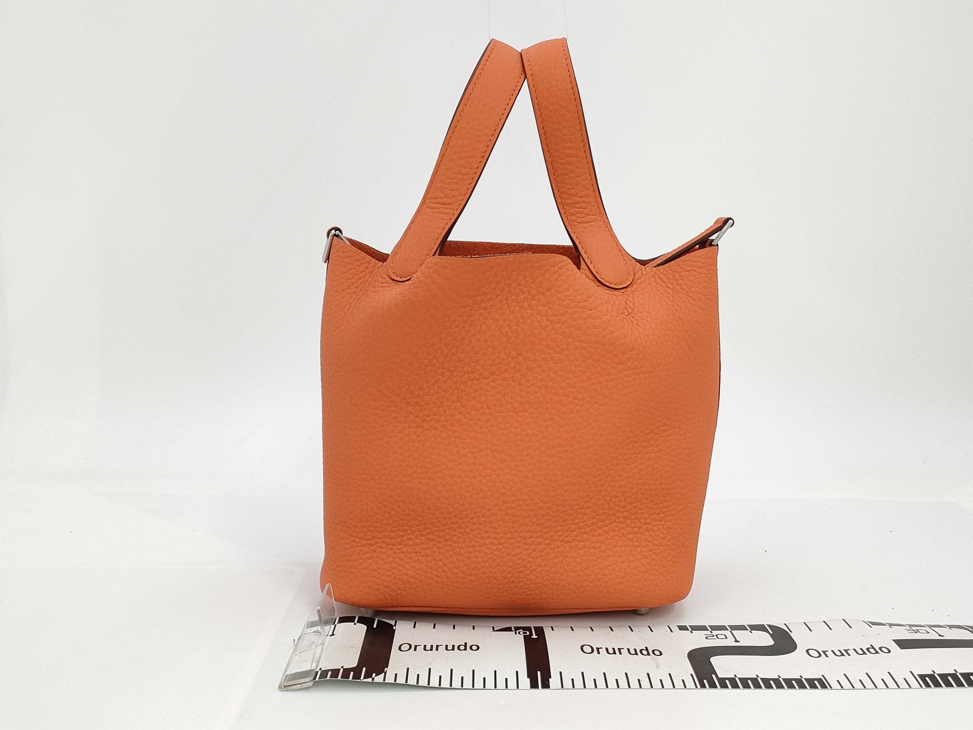 HERMES Picotin Lock PM Handbag, Orange Minian, Taurillon Clemence Leather, W Stamped, Handbag